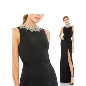 Mac Duggal Women's Black Rhinestone Beaded Neck Gown Size 2 Formal